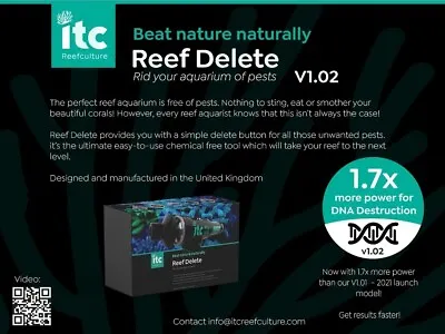 ITC Reef Delete Marine Pest Kills Aiptasia Flatworms UV Aquarium Fish Tank V1.02 • £255