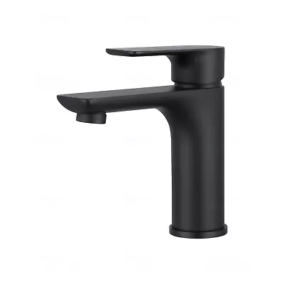 Bathroom Black Flick Handle Basin Mixer Tap Vanity Sink Round Faucet WELS Brass • $69.90