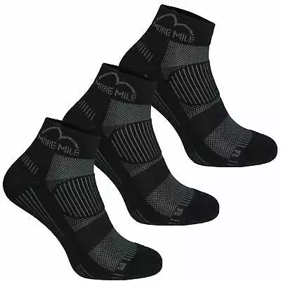 More Mile London 2.0 (3 Pack) Eco Friendly Running Socks - Black • £10.49