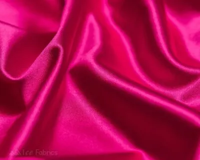 £13.54 • Buy Hot Pink 4 Way Stretch Silky Satin Fabric By Yard Thick Satin
