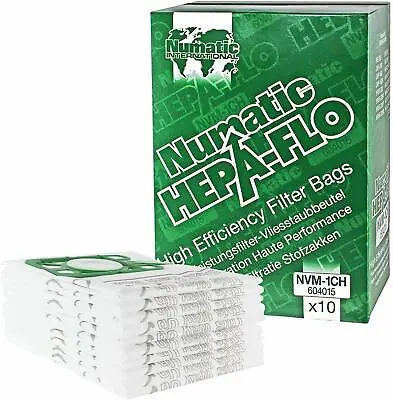 Genuine Numatic Hepa-FLO NVM-1CH VACUUM BAGS (Pack Of 10) 604015 FIT Henry Hound • £13.95