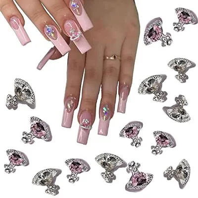 20PCS Nail Art Charms 3D Shiny Nail Supplies With Rhinestones White Pink Planet • $9.50