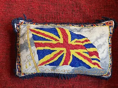 EHRMAN  ALBION CANDACE BAHOUTH Needlepoint Tapestry RARE GB Union Jack Flag Tass • £90