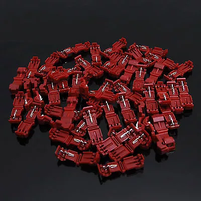 50 T-Tap Terminal Red 22-18 GA AWG Gauge Quick Wire Connector Car Audio Alarm PC • $8.75