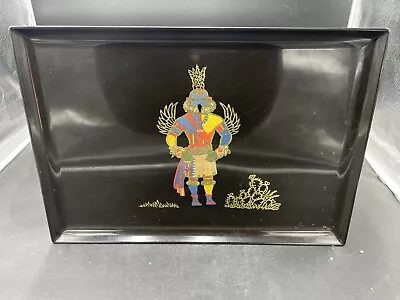 Vintage Mid Century Modern Couroc Of Monterey Inlaid Kachina Serving Tray 18x12 • $18.25