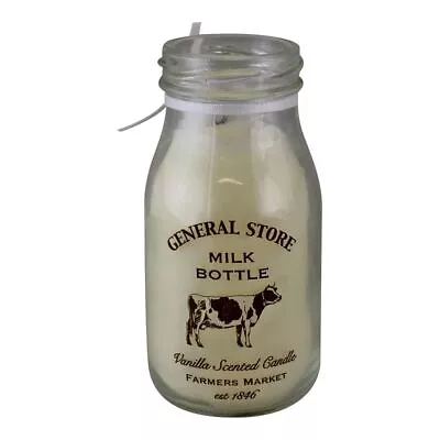 Vanilla Scented Milk Bottle Candle - Glass - 6 X 11 X 6cm • £12.46