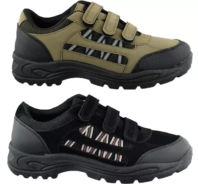 Mens Walking Hiking Touch Fastening Ankle High Boots Lightweight Shoes Trainers • £23.95