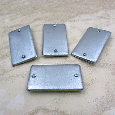 Qty 4 Electrical Single Gang Metal Utility Box Blank Cover With Screws USA Made • $7.95