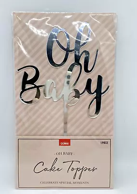 Silver Acrylic Oh Baby Cake Topper Decor Announcement Shower • $12.99