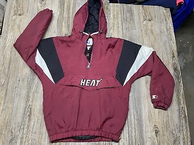 Vintage RARE Miami Heat Starter Jacket Pullover Quilted Lined 90s Sz M Medium • $120