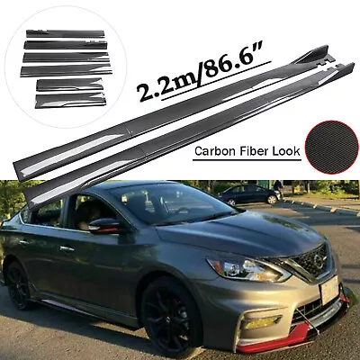 86.6“ Carbon Fiber Side+Skirt Rocker Panel Splitter Lip For Nissan Sentra Nismo • $79.99