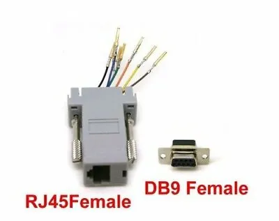 £4.29 • Buy 2x 9 Pin Serial DB9 RS232 Female To RJ45 Female Network Socket Adapter Connector