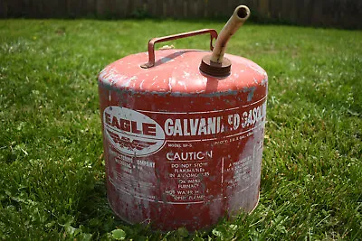 Vintage METAL VENTED GASOLINE CAN EAGLE 5 GALLON GAS OIL OLD STYLE SP-5 • $8
