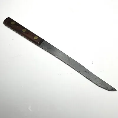 $24.99 • Buy Vintage Slicing Carving Knife CARBON STEEL Serrated Blade Wood Handle 7.5  Blade