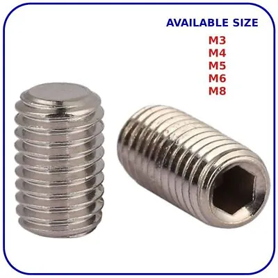 M3 M4 M5 M6 M8 Socket Grub Screws Flat End Point Allen Key Set Screw BZP DIN 913 • £1.69