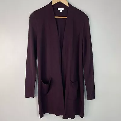 J. Jill Cardigan XS Plum Purple Open-Front Pockets Sweater Cotton Blend Women's • $17