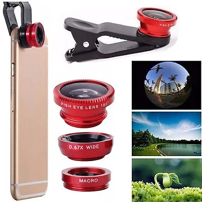 Professional Zoom Lens Mobile Phone Camera Clip Kit Fisheye Macro Wide Angle Set • £3.25
