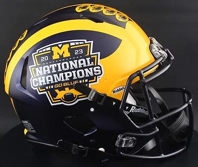 2023 NATIONAL CHAMPIONS MICHIGAN WOLVERINES NCAA Riddell REPLICA Football Helmet • $279.99