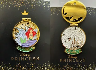 Disney Korea Princess Ariel The Little Mermaid Snow Globe Hinged Pin & Card • $29.99