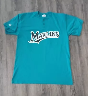 Majestic Throwback Florida Marlins Shirt Mens Large Green MLB Miami Marlins • $11.19