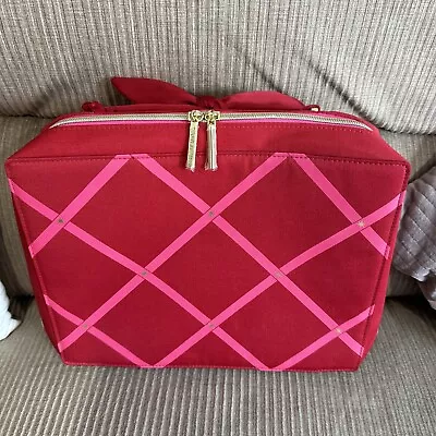 Genuine Estee Lauder Red & Pink Cosmetic Vanity Case Make Up Bag Toiletry Travel • £5