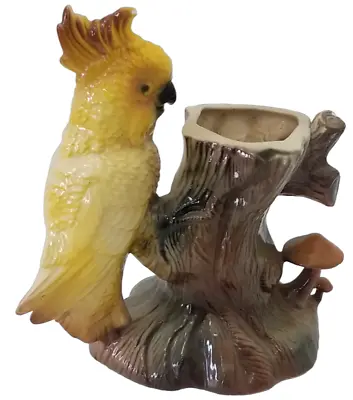 Maddux Of California Bird Planter Yellow Cockatoo Vase 505 Mushroom Tree Vintage • $30