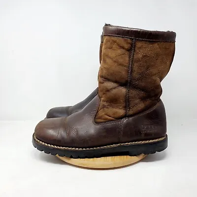 UGG Boots Mens 10 Beacon Shearling Sheepskin Lined Brown Leather Shoes 5107 • $69.95