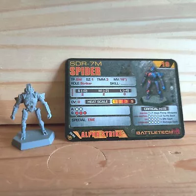 Battletech Alpha Strike Plastic Miniature Spider + Stat Card Mechwarrior Mech • $13