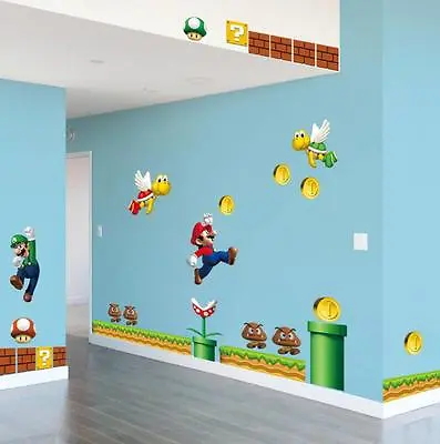 NEW Super Mario Bros Removable Wall Stickers Decal Kids Home Decor Ship From U.S • $9.91