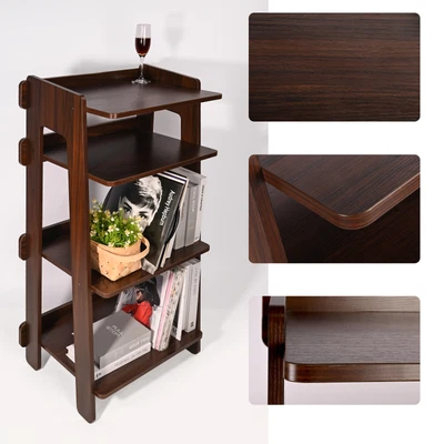 $108 • Buy 41”Tall 4-Shelf Walnut  Record Player Stand With Storage, Sturdy & Large Space