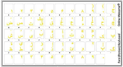 Farsi-persian Keyboard Sticker Transparent Yellow Letters New Online-welcome • $9.95