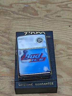 $60 • Buy Zippo Budweiser Bud Ice Beer High Polish Chrome Finish 1996 Lighter 