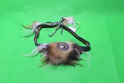 $23.49 • Buy Vintage Native American Headdress White Feathers Beads  Leather