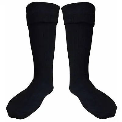 Scottish Wool Blend Kilt Socks For Men's Black Kilt Hose • $13.95