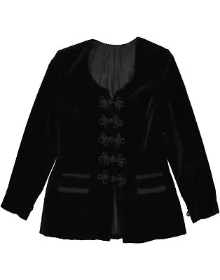 VINTAGE Womens Velvet 5 Button Blazer Jacket UK 12 Medium Black BA85 • £24.95