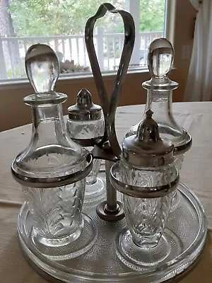 Vintage 4 Piece Cruet Cut Glass Set • $39.99