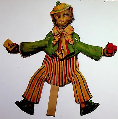 Valentine Mechanical Die-Cut Germany Dancing Monkey Smoking Pipe 1920's • $9.95