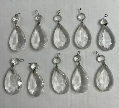 $16.99 • Buy Lot 10 VINTAGE Crystal Teardrop Glass Bead Prism Replacement CHANDELIER Parts