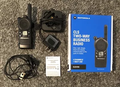 Motorola CLS1410 4 Channel UHF Two-Way Radio Set W/ Box Charger Ear Clip ETC. • $129.99