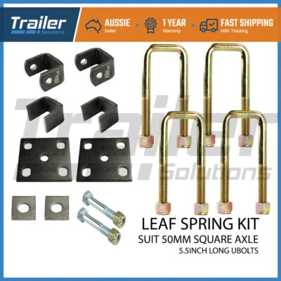 $42.75 • Buy Trailer 50mm Square Axle U Bolt Pad Fish Plate Fitting Front Rear Hanger Spring
