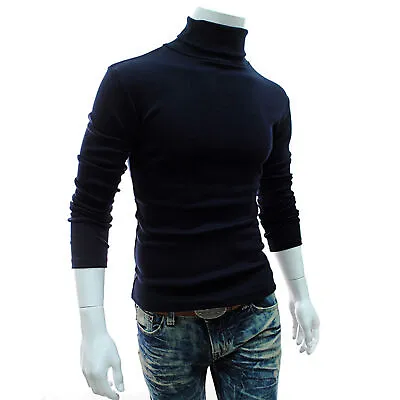 Men's Adult Unisex Turtleneck Long Sleeve Crew Neck Jumper Knitted Pullover • $13.30