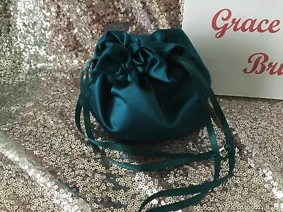 £4.99 • Buy TEAL GREEN SATIN DOLLY BAG BRIDESMAID PROM FLOWER GIRL  **free Swatches**