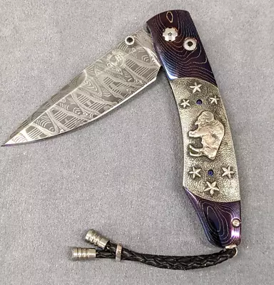 William Henry Damascus Pocketknife Inlaid W/ Sterling Silver And Buffalo Nickels • $2100