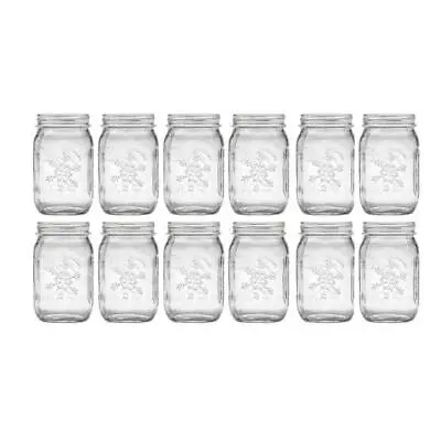 $30.99 • Buy Ball Winter Collection Snowflake Pint Regular Mouth Canning Jar, Bulk, 12 Jars