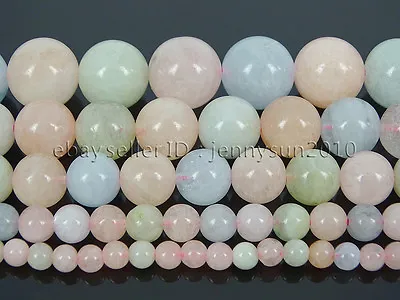 Natural Colorful Morganite Gemstone Round Beads 15.5'' 4mm 6mm 8mm 10mm 12mm   • $7.79