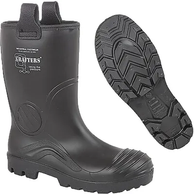Grafters Waterproof Rigger Safety Boot Fur Lined Steel Toe Cap Work Wellies Shoe • £29.95