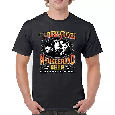 The Three Stooges Nyuklehead Beer T-shirt 3 Curly Moe Larry Shemp Men's Tee • $24.95