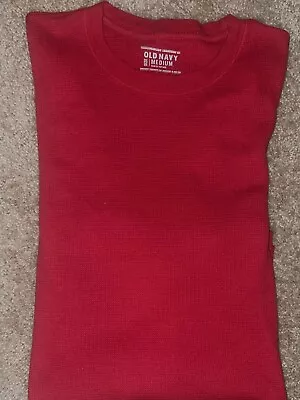 Mens Old Navy Long Sleeve Red Crewneck Thermal Shirt Medium - EUC • $15.99