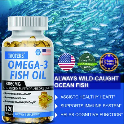 Fish Oil Omega 3 8060mg Brain Heart Health Skin 120 Caps Natural Odourless Pure • $13.84