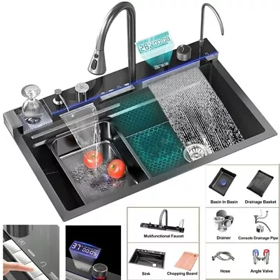 Flying Rain Waterfall Household Sink Integrated With Pull-Out Tap Set 29.5 INCH • $256.49